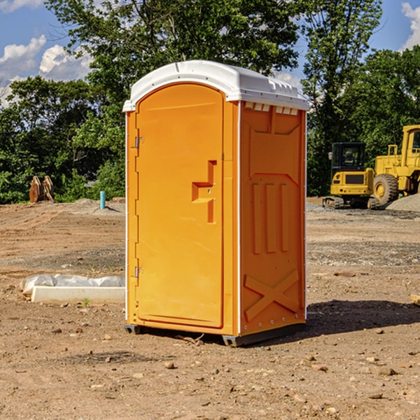 how often are the portable restrooms cleaned and serviced during a rental period in Barton County